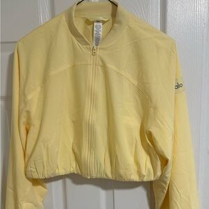 ALO Yoga Yellow Bomber Jacket with Ribbed Cuffs
